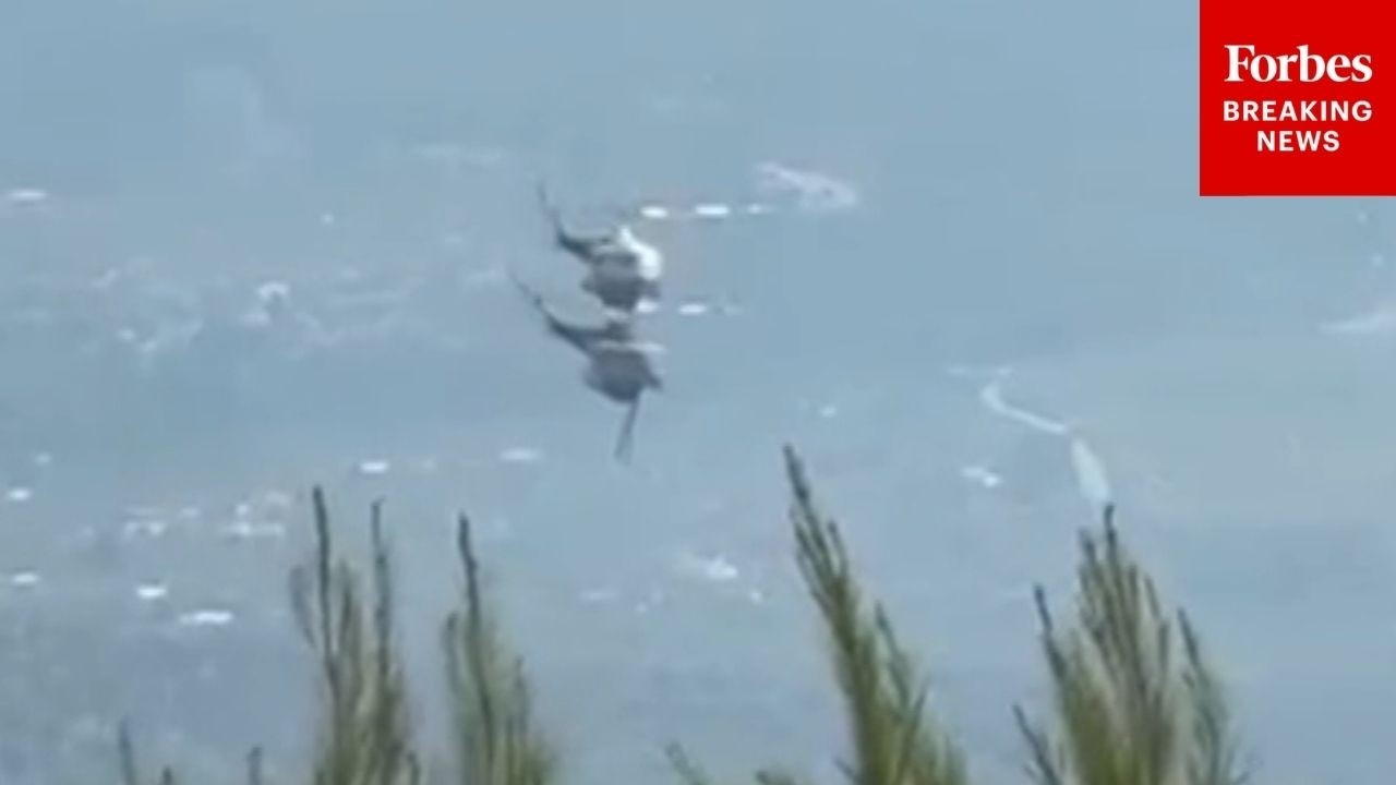 WATCH: Firefighting Helicopters Collide While Attempting To Put Out Wildfire Near Athens, Greece