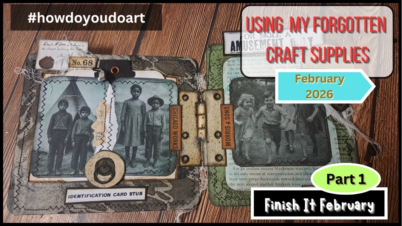 #howdoyoudoart #finishitfebruary Using My Forgotten Craft Supplies:  Vintage Mini Junk Journal