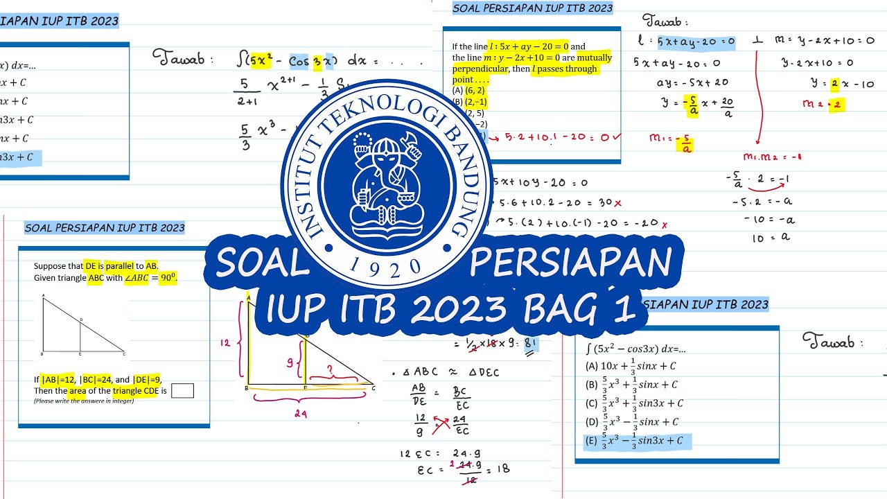 [IUP ITB 2023] Bahas Soal Tes Kelas Internasional ITB Bag.1! Tipe soal Math yg mncul di gel.1!#itb