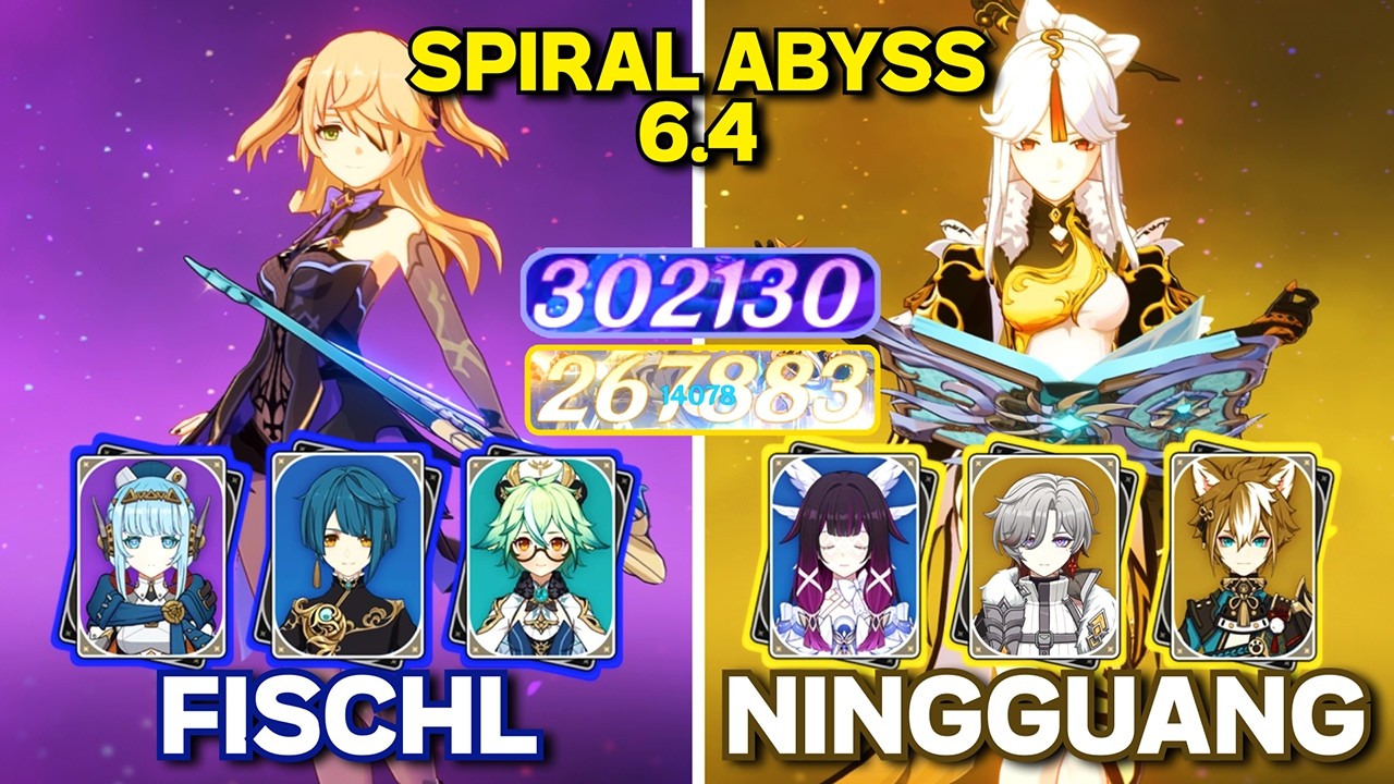 C6 Fischl Lunar Charged & C6 Ningguang Lunar Crystallize | Spiral Abyss 6.4 + GIVEAWAY | Genshin