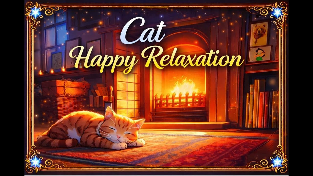 🐱🔥Cat Happy Relaxation🔥,Cozy fireplace #Zen-Vibes4K