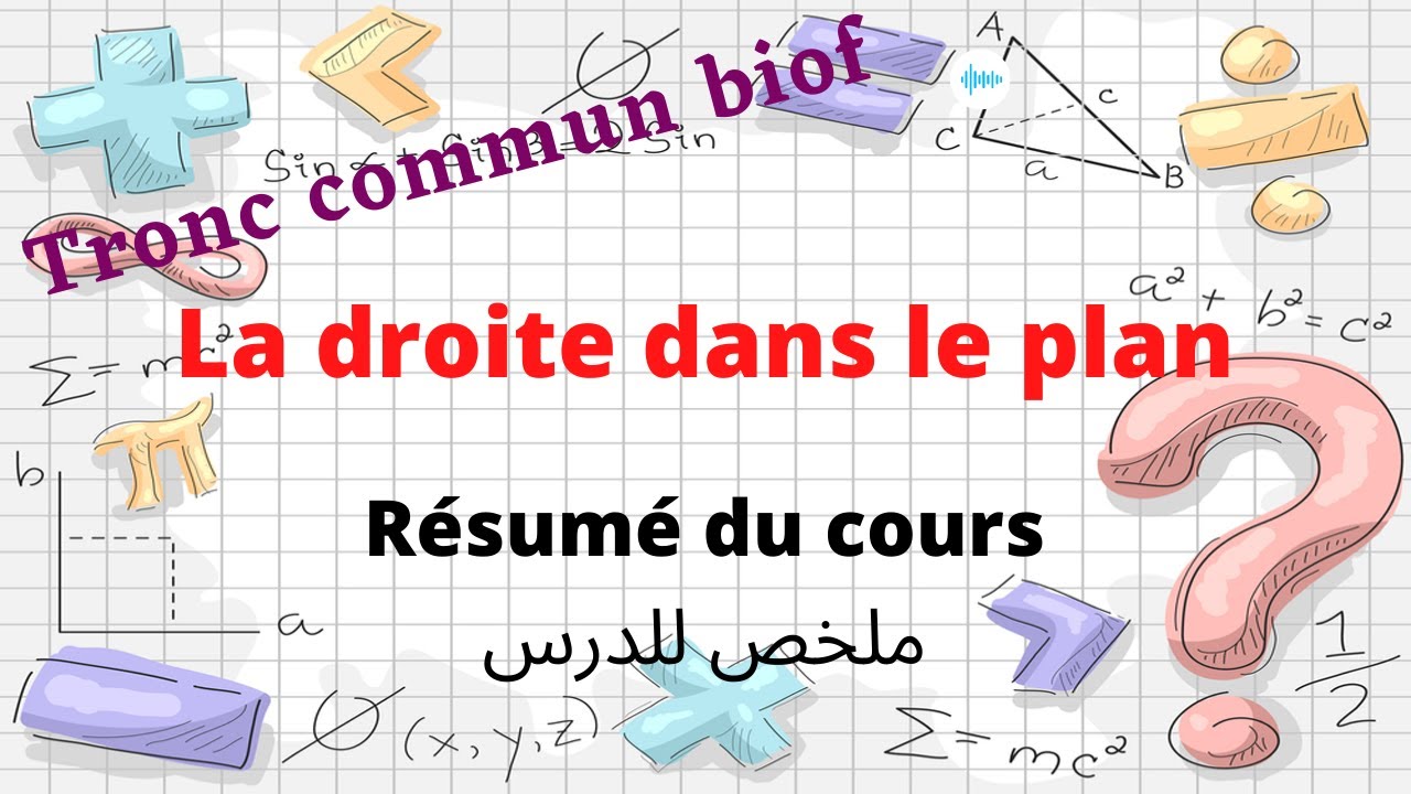 Droite dans le plan tronc commun : شرح ملخص للدرس