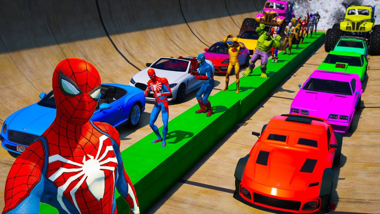 Novos Double Ramp e Homem Aranha com Carros e Motos New Challenge and Sounds SPIDER-MAN mod GTA 5