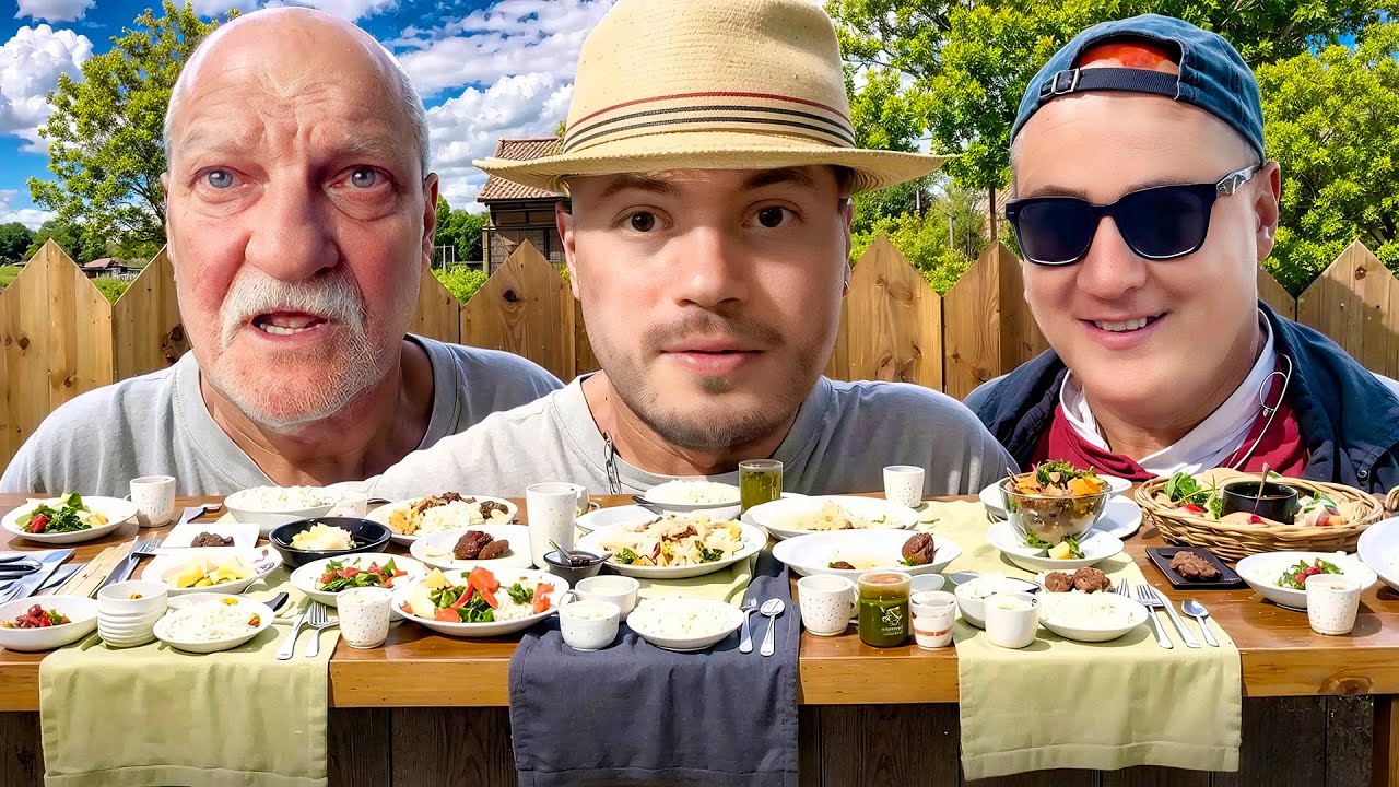 УГАРНОЕ ЗАСТОЛЬЕ С ДЕДОМ И ДРУЗЬЯМИ В ВАРЕНИКОВСКОЙ!😂