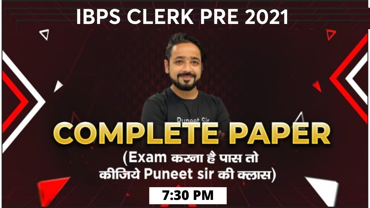 IBPS Clerk PRE 2021 | Complete Paper | Live at 7:30 PM | By Puneet Sharma | Bankers Way