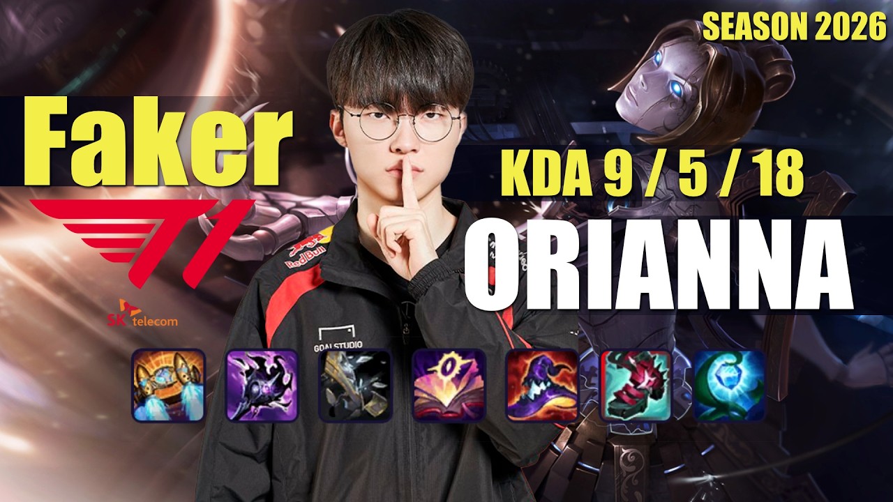 T1 Faker ORIANNA vs LOCKE Mid - Patch 26.13 KR Ranked | lolrec