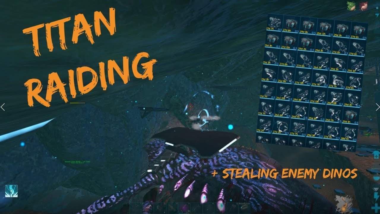 Sky Titan + Ice Titan Raid And Stealing Dinos | Ark Official PvP
