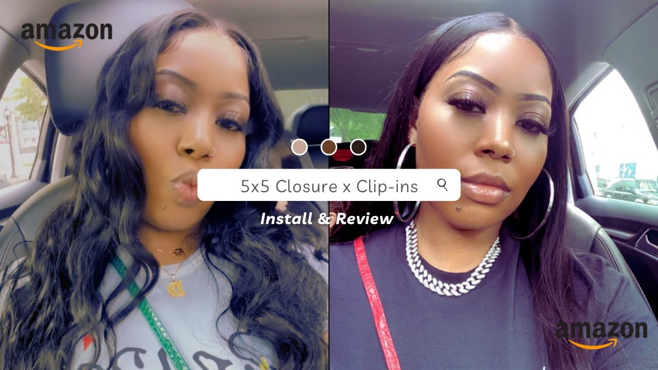 Amazon 5x5 Closure Beeos | Goulus Body Wave Clip-in Extensions | Install & Review | Quickweave