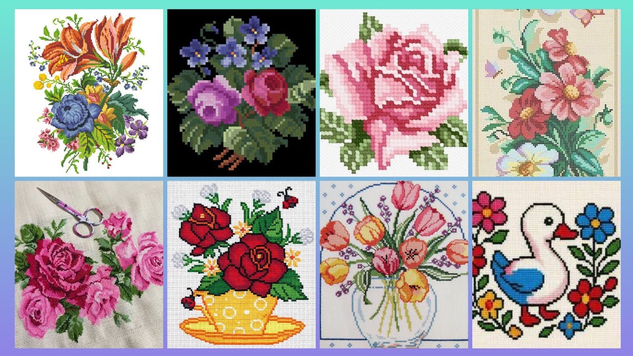 Gorgeous cross stitch patterns /countable embroidery #charsutikarhai/latest dosuti design ideas2026
