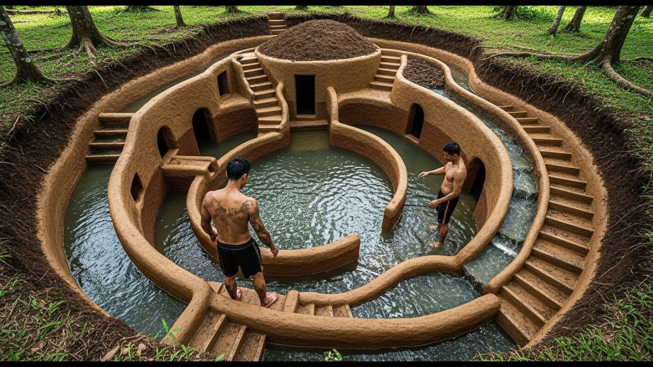 180 Days Building Secret Tiger Palace with Underground Pool System Using Primitive Tools