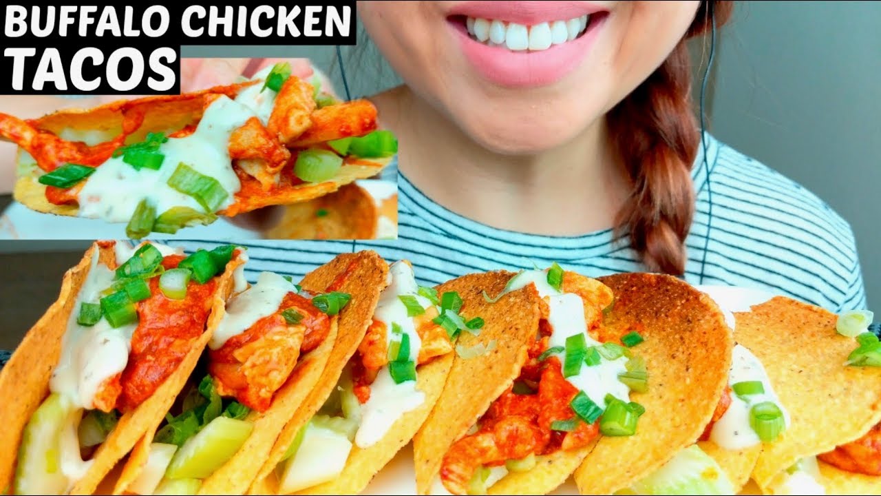 ASMR BUFFALO Chicken TACOS 🌮 + CHEESY RANCH 먹방 CRUNCHY Eating Sounds *No Talking* suellASMR