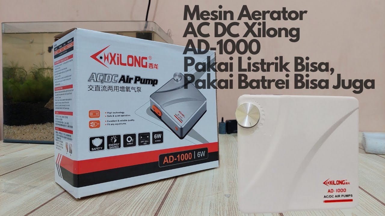 Xilong AD 1000 mesin Aerator Ac Dc bisa pakai power listrik dan batrei dan ada pengaturan gelembung