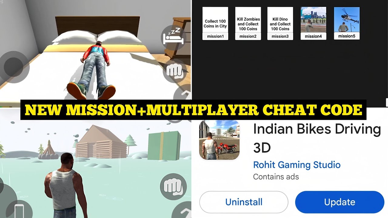 New Missions Cheat Code in Indian Bike Driving 3D 🤯🔥| Multiplayer Feature in Update | Harsh in Game