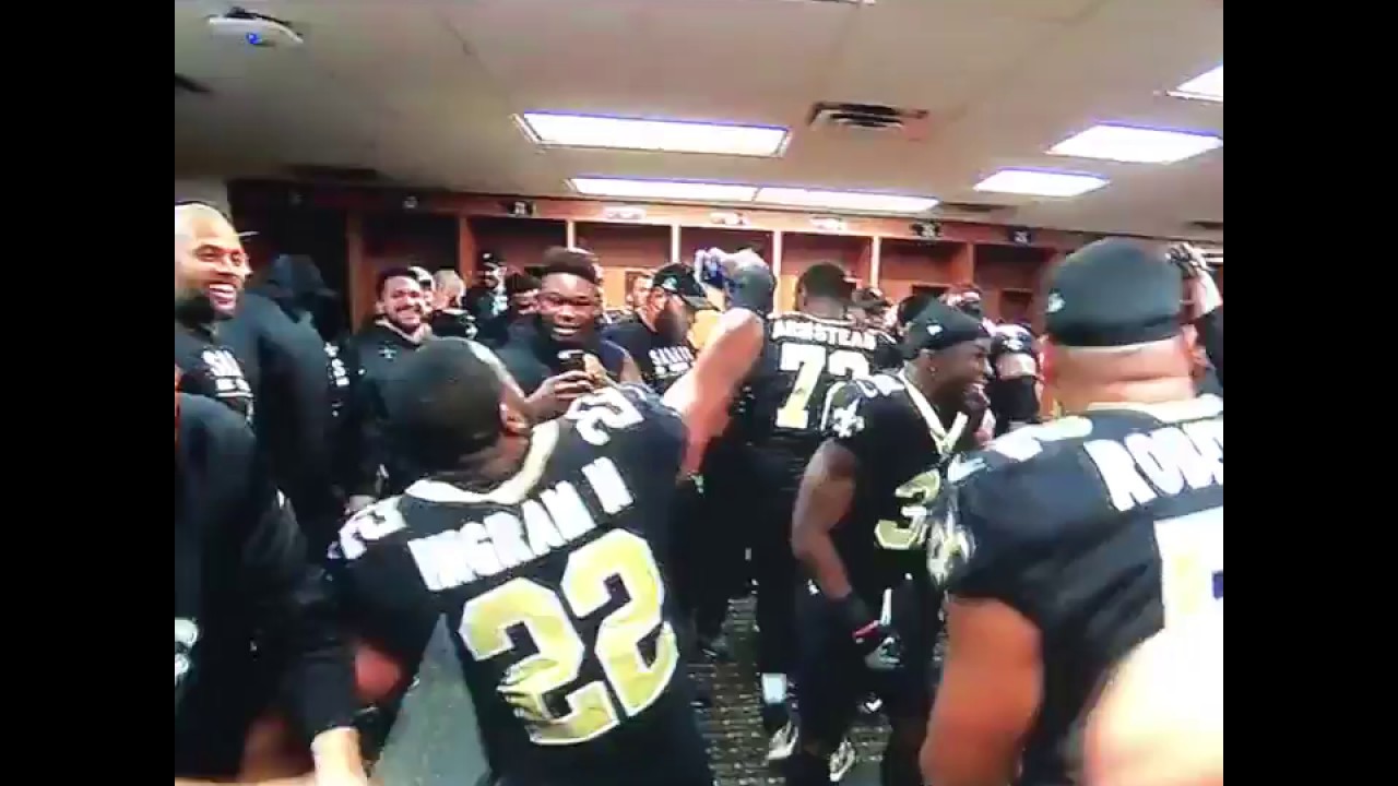 Sean Payton Takes Out The Broom As Saints Loker room Celebrate Sweep vs. Panthers