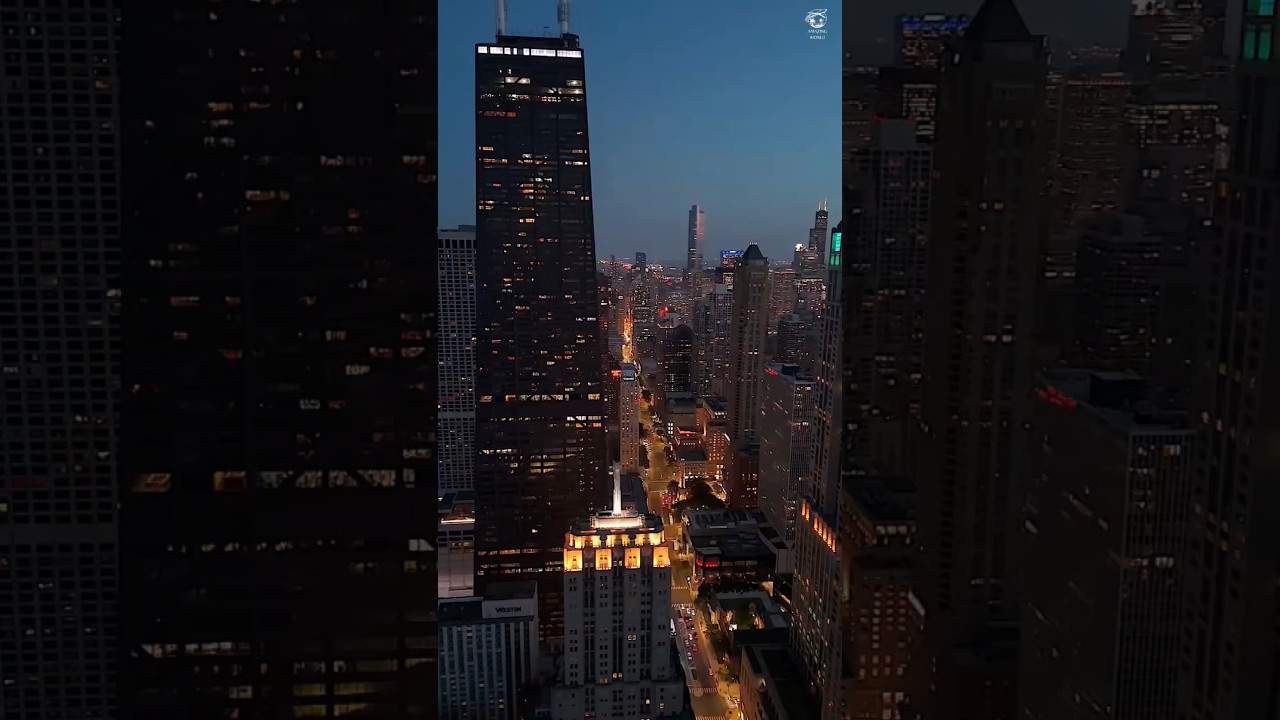 Chicago City at Night 2025 🌃 | Stunning Skyline Drone View, USA 🇺🇸. 