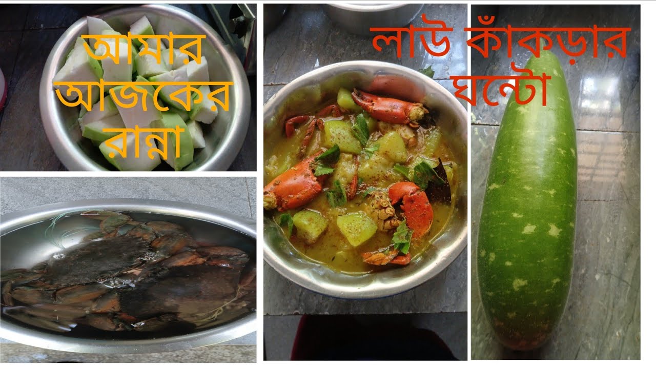 আমার আজকের দিনের রান্না কাঁকড়া লাউ  দিয়ে ছেড়া ছেচড়া ঘন্টো কড়লাম তোমাদের দেখালাম কেমন লাগল। 