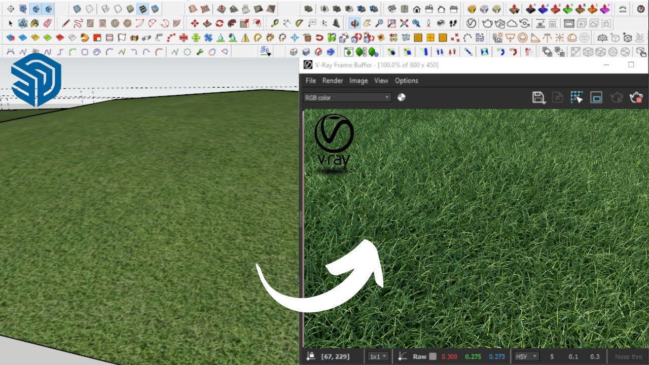 How to create a realistic grass in sketchup with vray