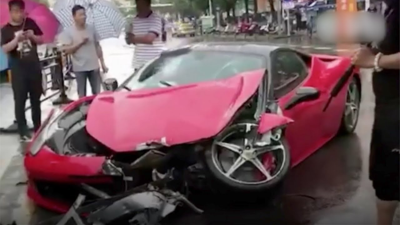 A costly crash: When a Ferrari hits a BMW