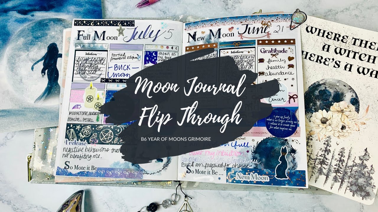Moon Journal/Grimoire Flip Through | B6 Year of Moons 2019 - 2020 | Aurora and Avalon Creations
