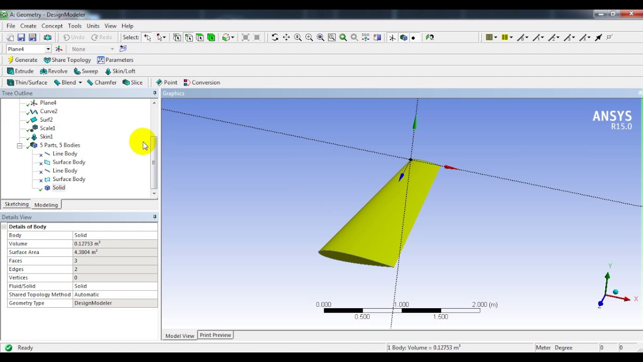 Ansys DesignModeler - How to create 3D wing using airfoil