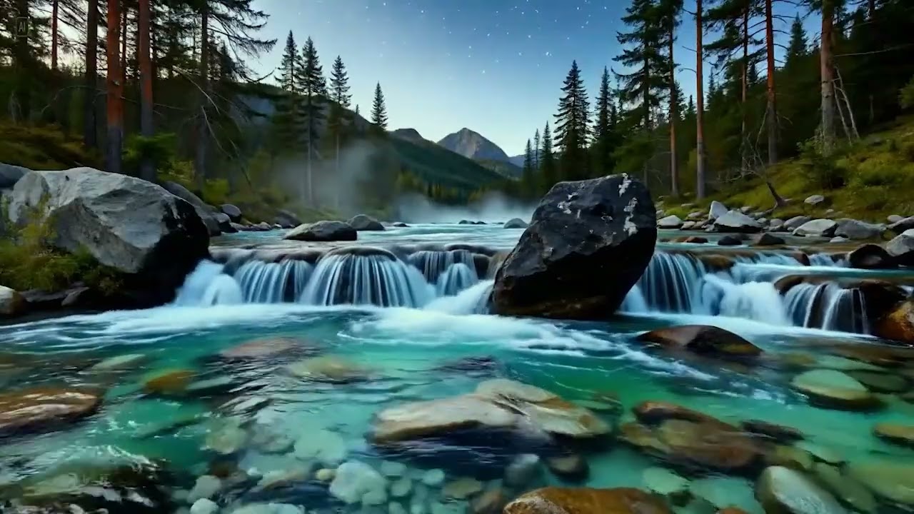 Moonlit Forest River Ambience 🌙🌲💧 Soft Waterfall Flow for Meditation & Inner Peace