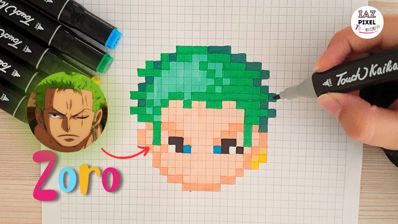 Como dibujar a ZORO de ONE PIECE en PIXEL ART – Tutorial paso a paso