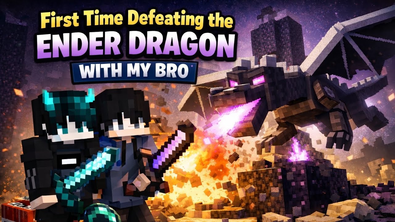 First Time Defeating Ender Dragon With Bro.