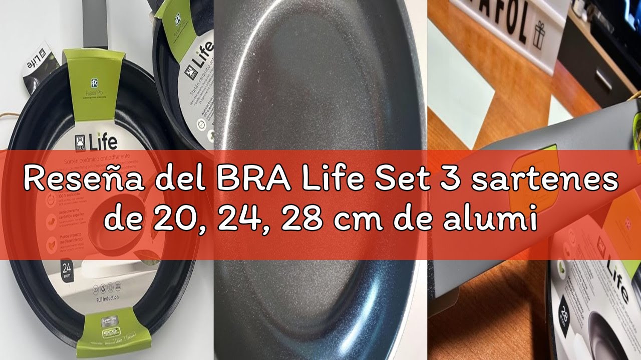Reseña del BRA Life Set 3 sartenes de 20, 24, 28 cm de aluminio fundido, apta para todo tipo de fuen
