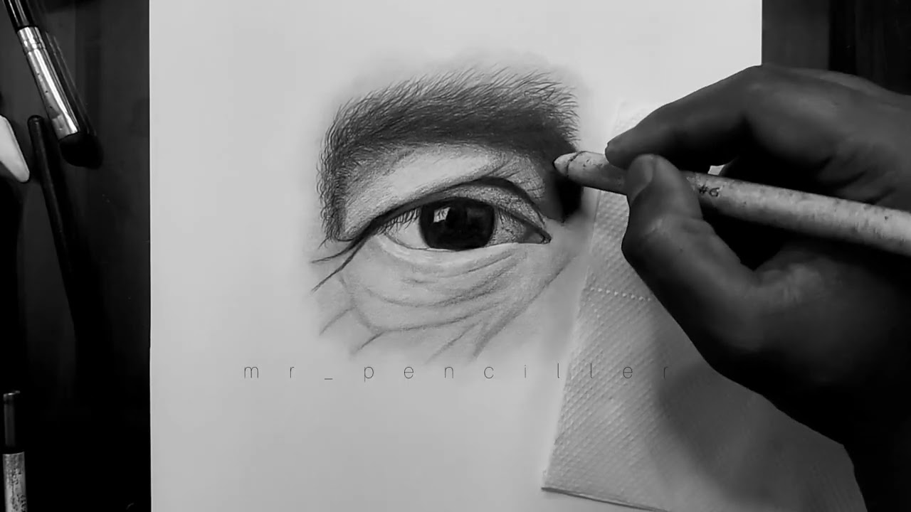 Realistic eye drawing tutorial | step by step tutorial | Easy  Method | draw with me | trending 