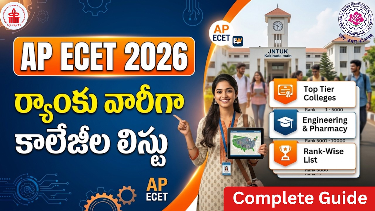 AP ECET Rank Wise Colleges List in AP 2026 | Top Engineering Institutes