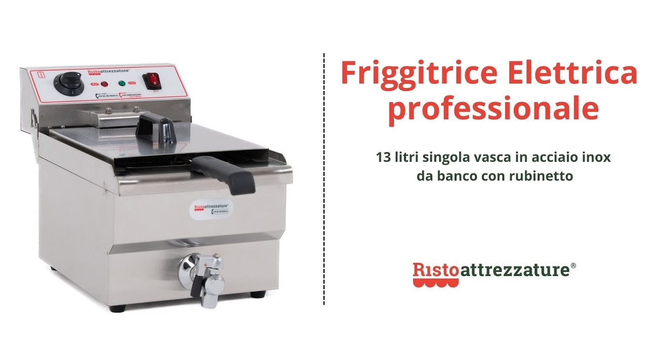 Friggitrice Elettrica professionale 13 litri singola vasca in acciaio inox