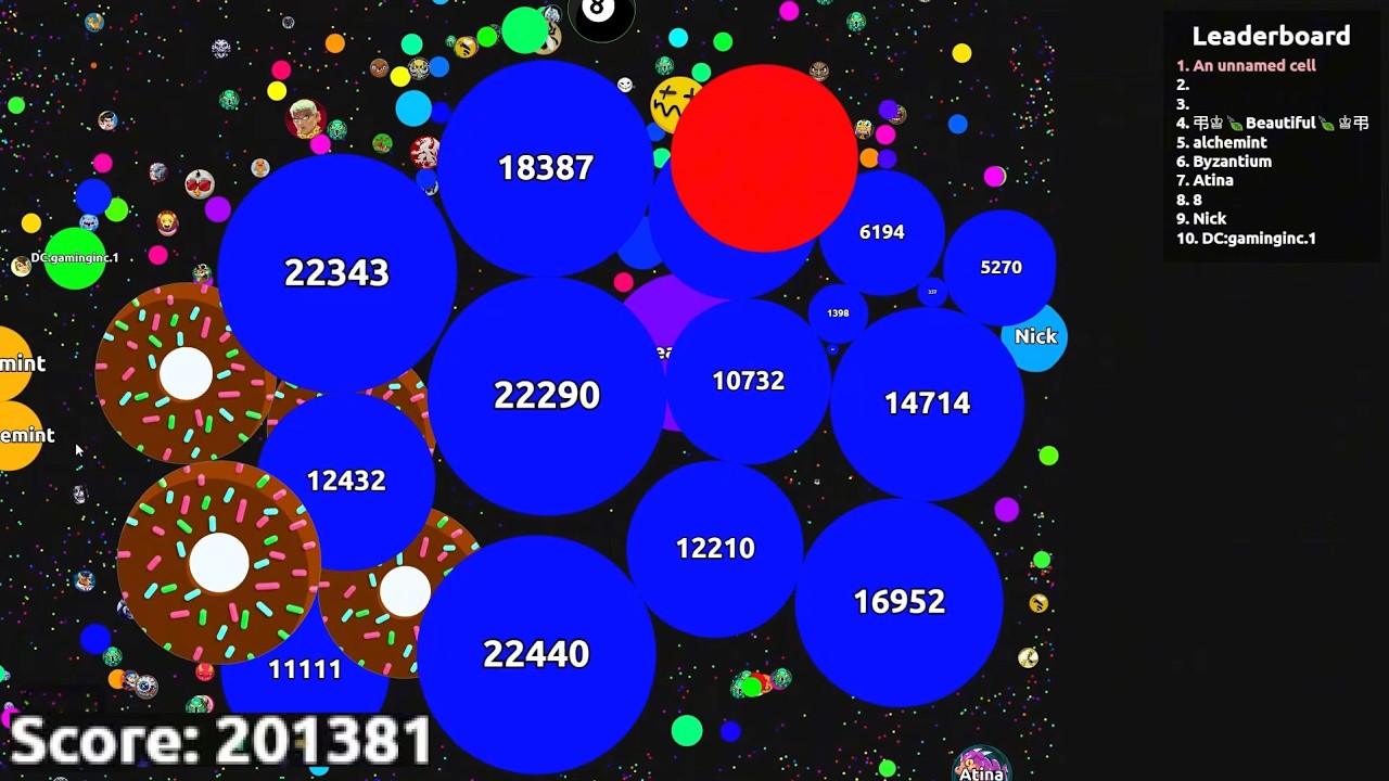 Agar.io - 2.5 Hour Solo Domination (201k)