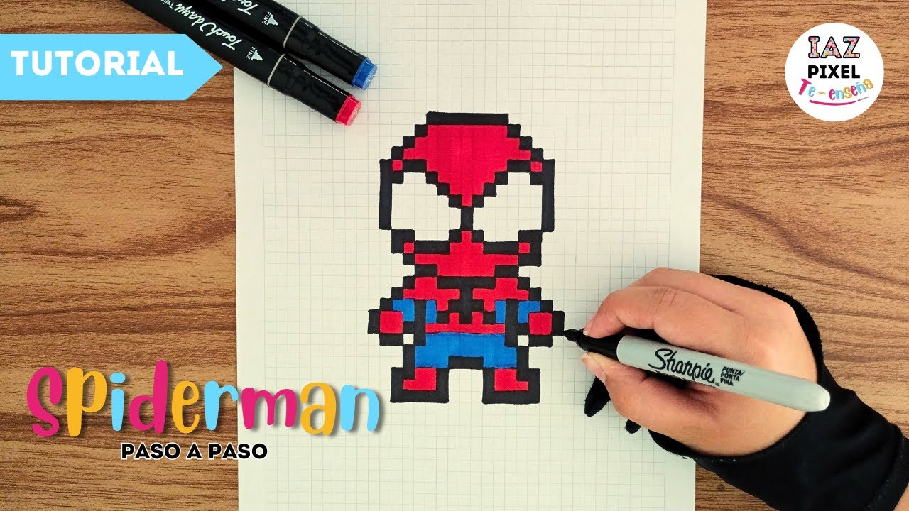 Como dibujar a SPIDERMAN en PIXEL ART – Tutorial paso a paso