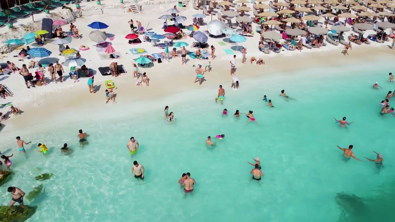 Marble Beach Thassos Greece Drone Video 4k Beautiful Beach