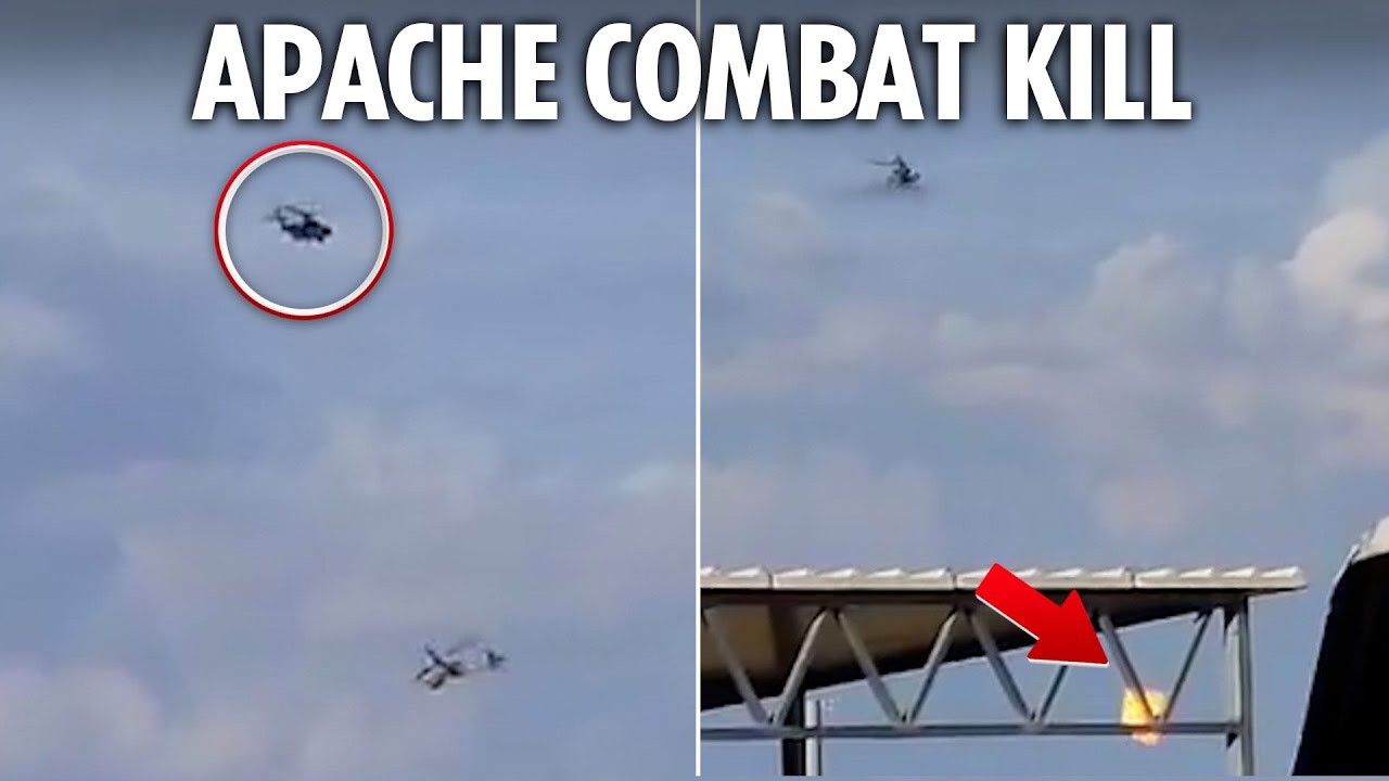 Watch the moment Apache helicopters chase down and obliterate terror drone