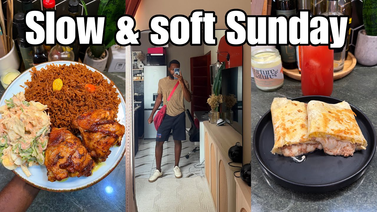 a typical Sunday at home living in Accra GH * breakfast wraps, Ghana jollof & fresh juice * day 91
