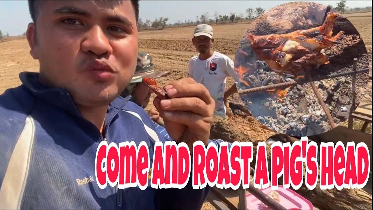 Roasting a Pig’s Head in the Open Fields | Traditional Village-Style Cooking