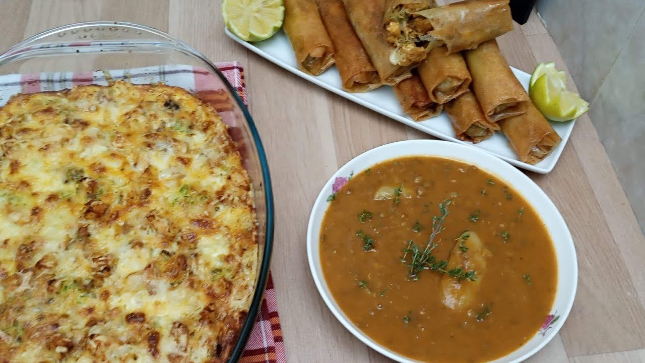 درتلكم تام بالشاورمة و الخضار بوراك الشاورمة بالخضار🥕 غراتان  لشاورمة بالقرعة🍽 و عدس بالخضار🍛