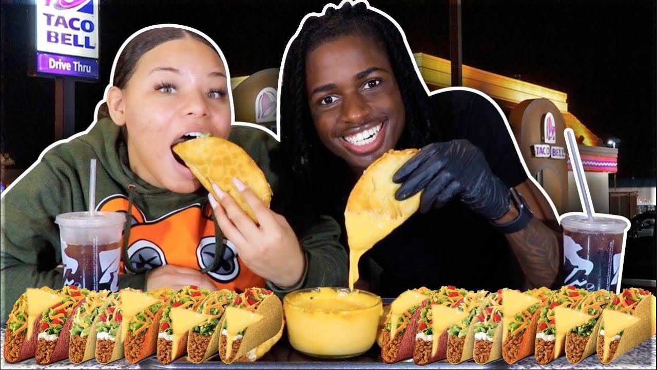 CHEESY TACO BELL MUKBANG (BIG BITES)