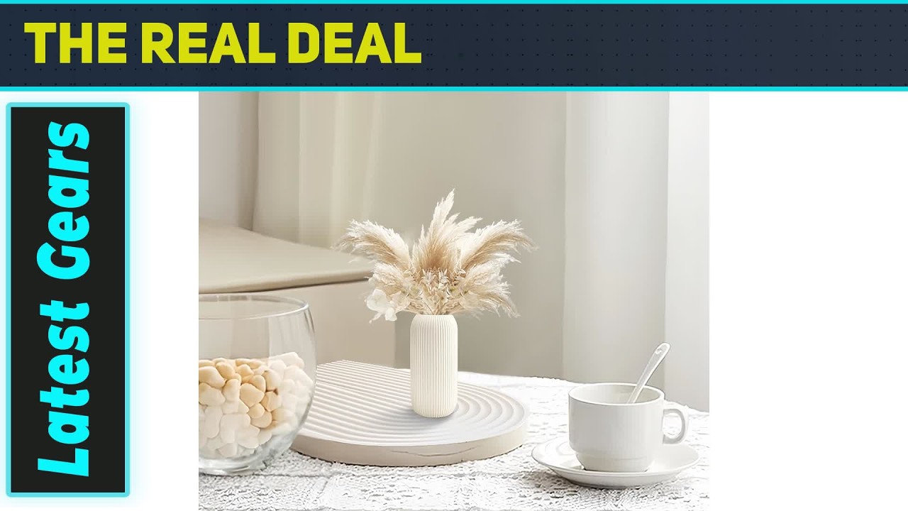 Ceramic Vase for Flowers – Best Modern Small Ribbed Textured Decor Piece