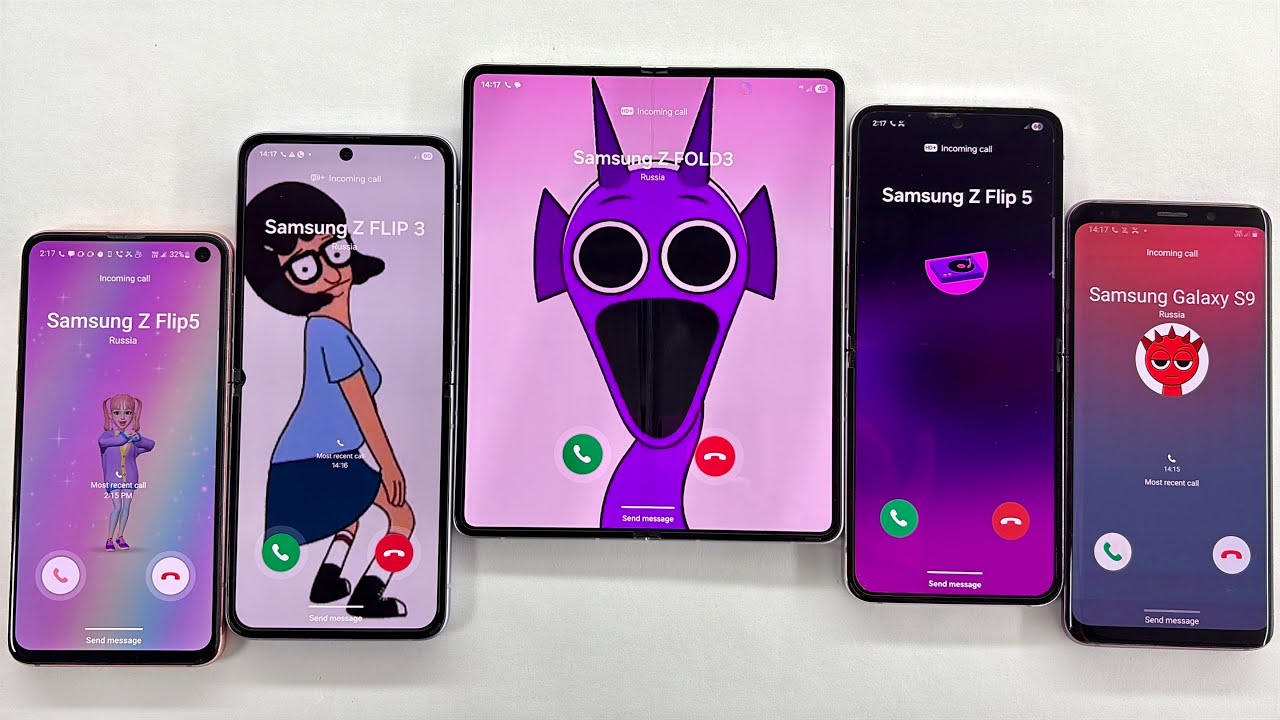 Incoming and Outgoing Call Samsung Z Flip 5 + Z Flip 3 + Z Fold 3 + Galaxy S9 + Galaxy S10e 