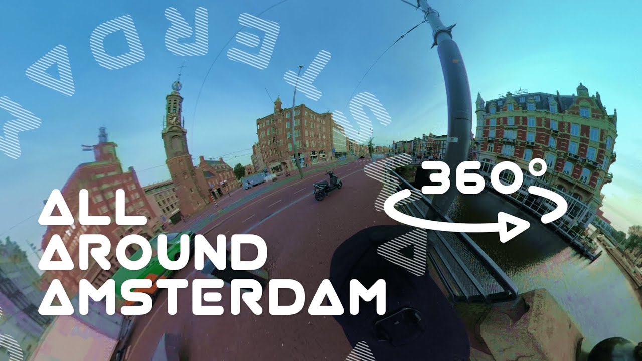 Amstel river (Part 1),  hotel L'Europe to Blauwbridge - Walking Amsterdam in 360 degrees 4K