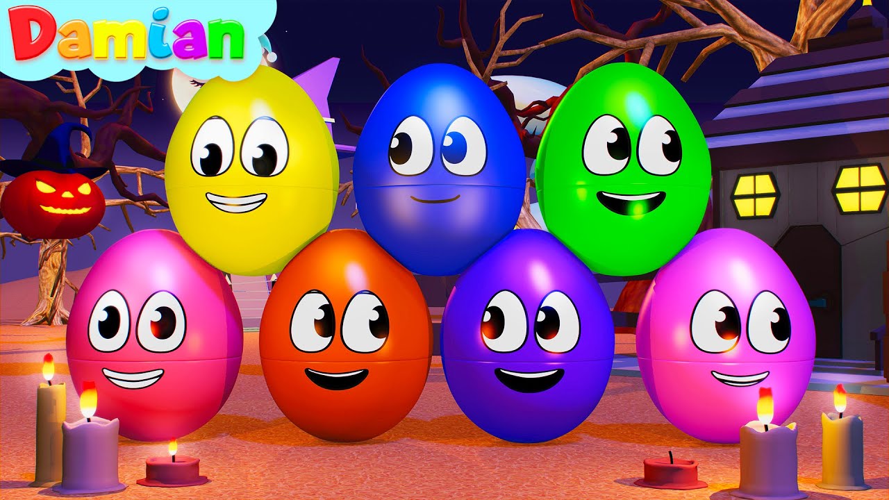 Learning Colors and Numbers Song | Colorful Eggs at Halloween Farm | Damian Nursery Rhymes