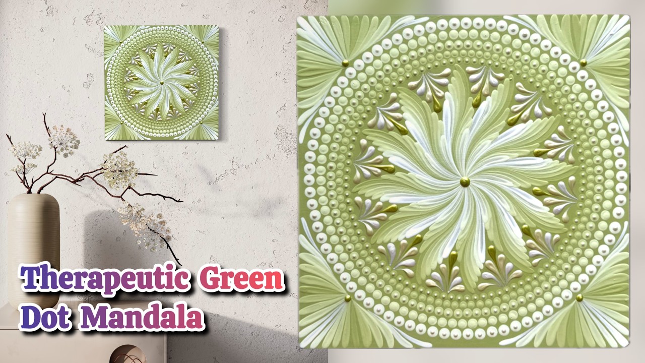 Master this Therapeutic GREEN DOT MANDALA ART in 15 min!