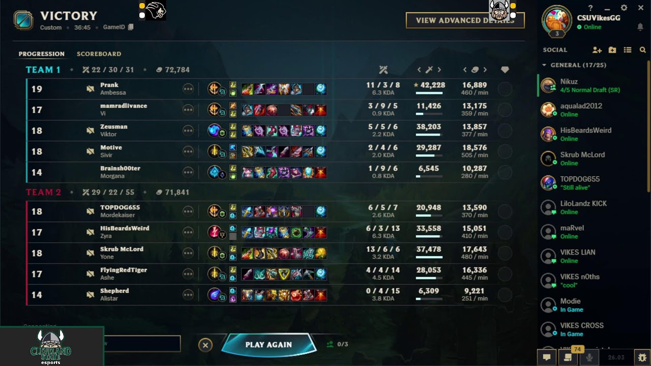 League of Legends | CSU Vikes vs Purdue University | NECC Week 2