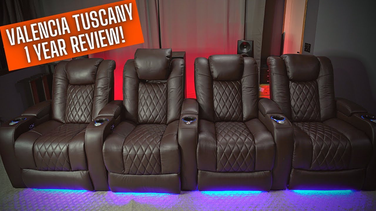 DO THEY HOLD UP After 1 Year w/ Valencia Tuscany Chairs!  LEATHER Home Theater Seating!