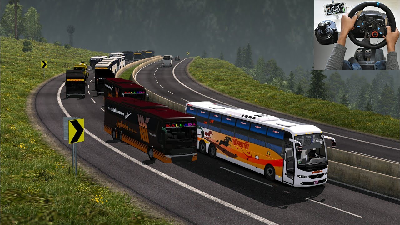 Scania vs Volvo bus Race on Highway | Euro truck simulator 2 with bus mod | indian bus driver