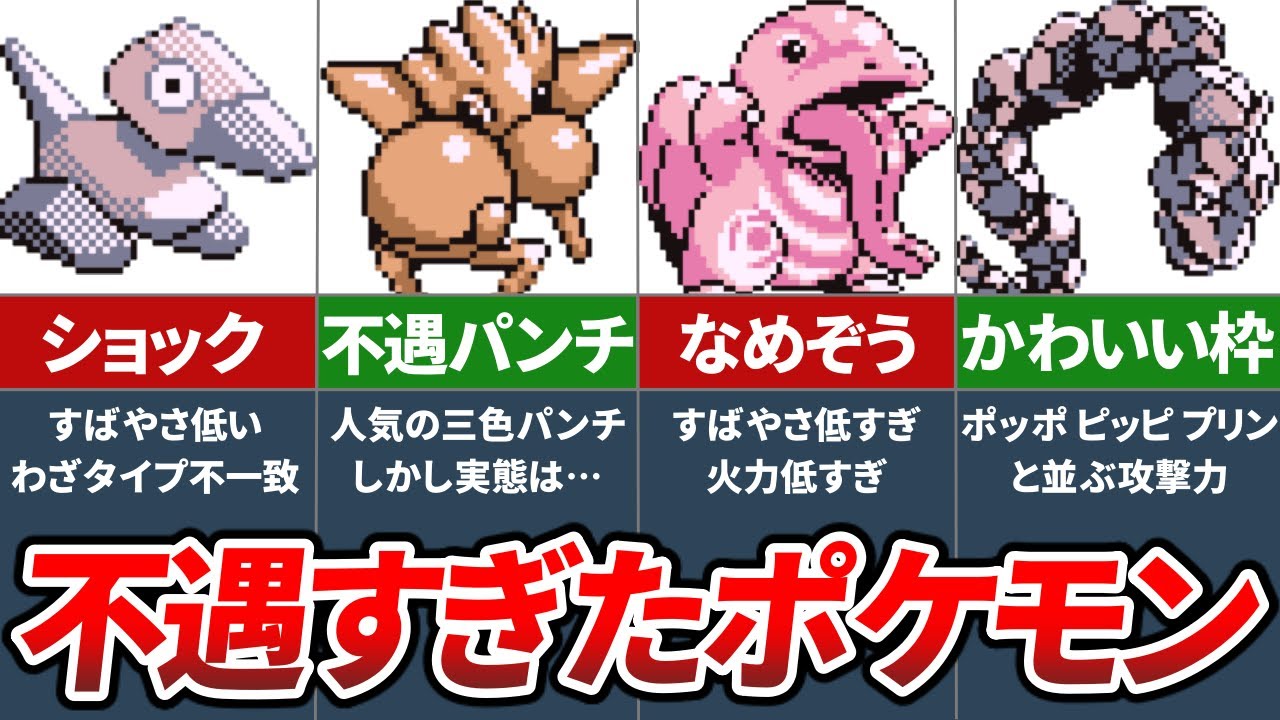 初代ポケモンの弱すぎて扱いづらいポケモンランキングTOP6【初代ポケモン 赤緑】【ゆっくり解説】