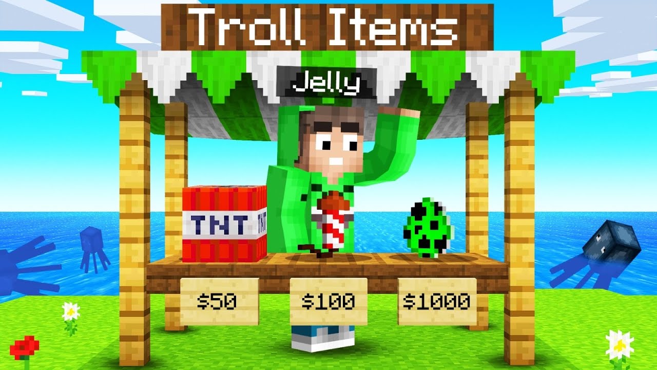 I Opened A TROLL ITEM SHOP On Squid Island! (Minecraft Survival)