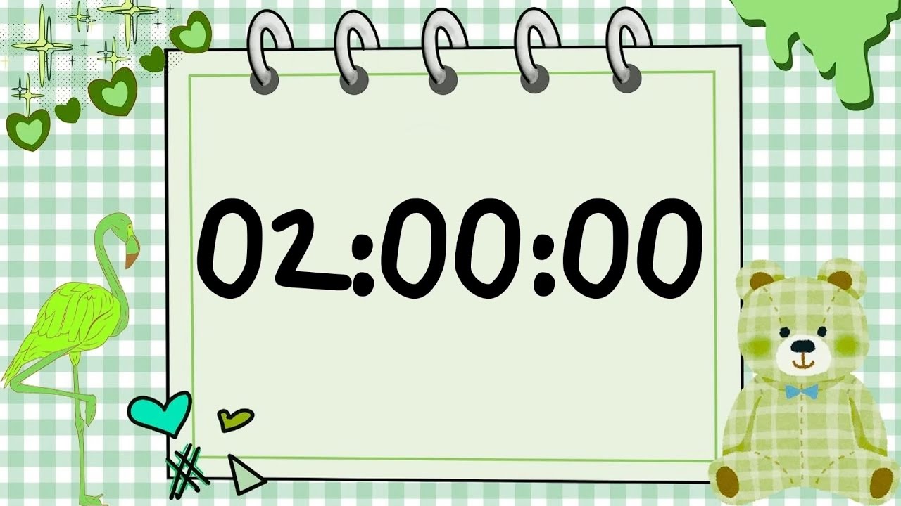 2 hours 💚 Green Aesthetic Study Timer | Cozy Notebook Pomodoro & Focus ⏰🍃
